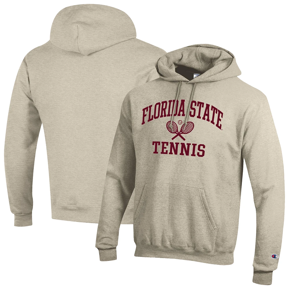 Men's Champion Oatmeal Florida State Seminoles Powerblend Pullover Hoodie