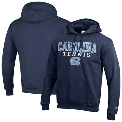 Men's Champion Navy North Carolina Tar Heels Tennis Stacked Powerblend Pullover Hoodie