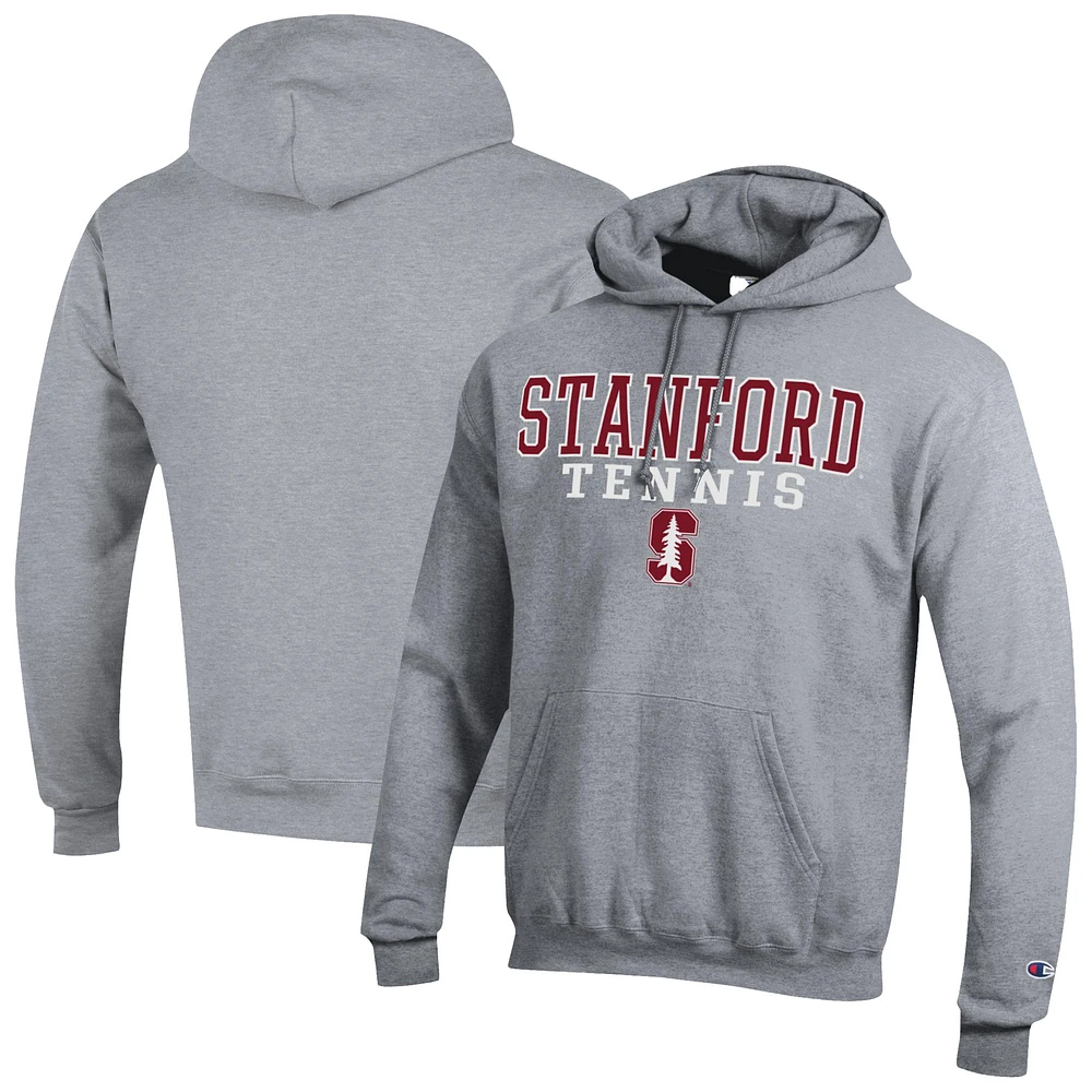 Men's Champion Gray Stanford Cardinal Tennis Stacked Powerblend Pullover Hoodie