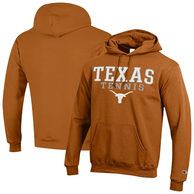 Men's Champion Texas Orange Longhorns Tennis Stacked Powerblend Pullover Hoodie