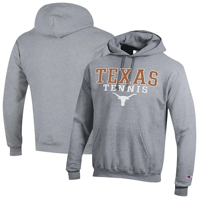 Men's Champion Gray Texas Longhorns Tennis Stacked Powerblend Pullover Hoodie