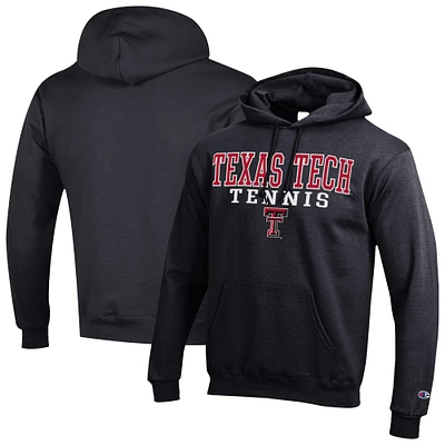 Men's Champion Red Texas Tech Raiders Tennis Stacked Powerblend Pullover Hoodie