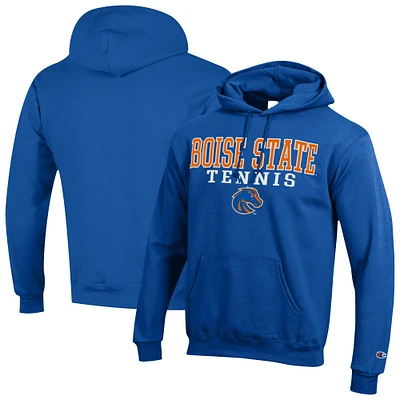 Men's Champion Royal Boise State Broncos Tennis Stacked Powerblend Pullover Hoodie
