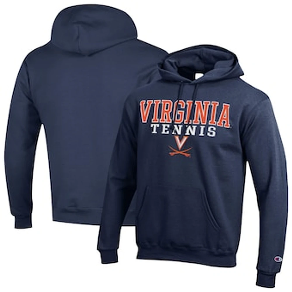 Men's Champion Navy Virginia Cavaliers Tennis Stacked Powerblend Pullover Hoodie