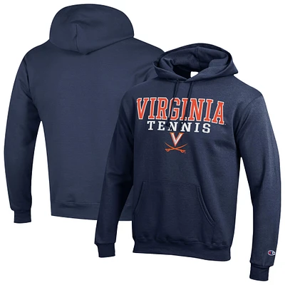 Men's Champion Navy Virginia Cavaliers Tennis Stacked Powerblend Pullover Hoodie