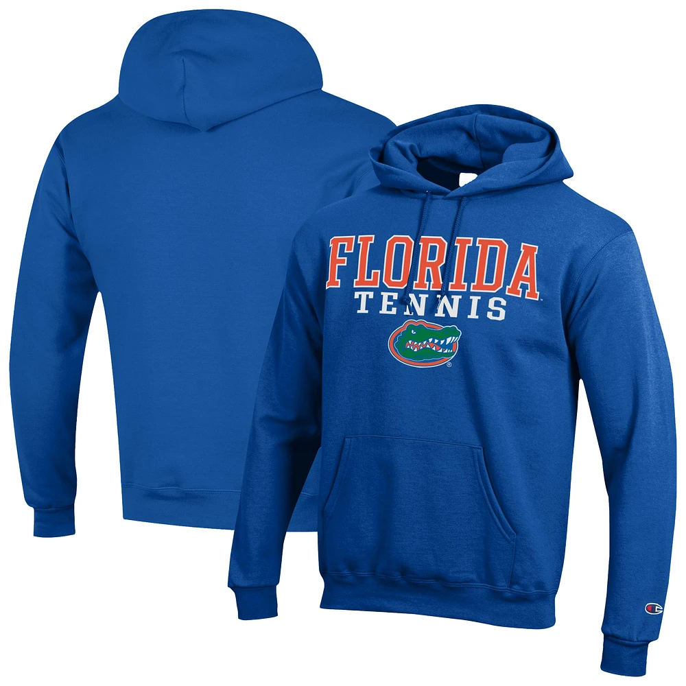 Men's Champion Royal Florida Gators Tennis Stacked Powerblend Pullover Hoodie