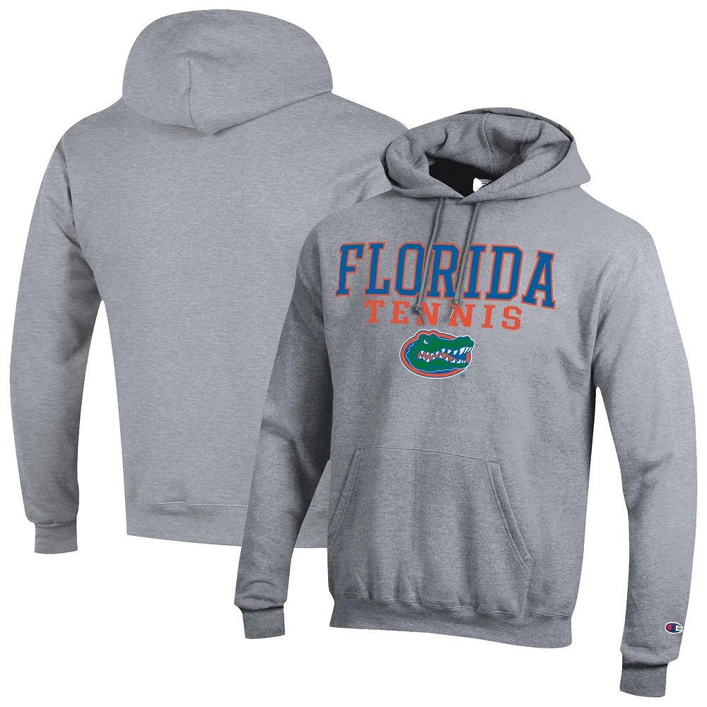 Men's Champion Gray Florida Gators Tennis Stacked Powerblend Pullover Hoodie