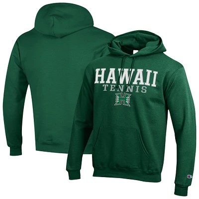 Men's Champion Hawaii Rainbow Warriors Tennis Stacked Powerblend Pullover Hoodie