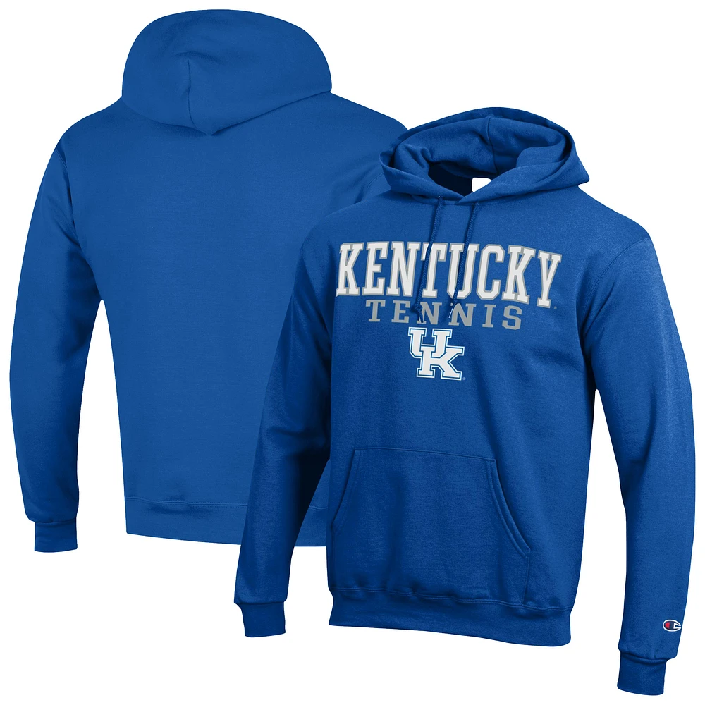 Men's Champion Royal Kentucky Wildcats Tennis Stacked Powerblend Pullover Hoodie