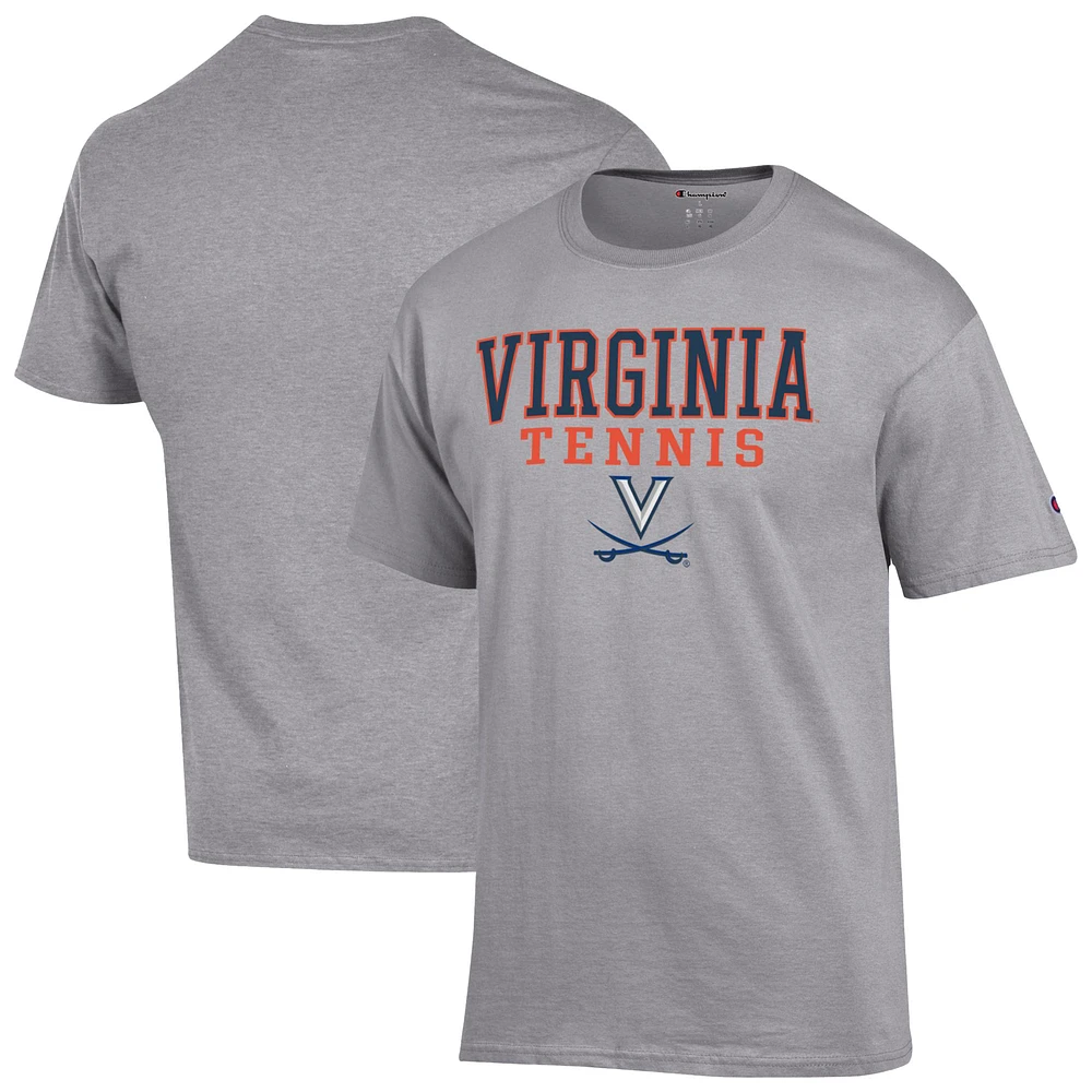 Men's Champion Gray Virginia Cavaliers Tennis Stacked T-Shirt