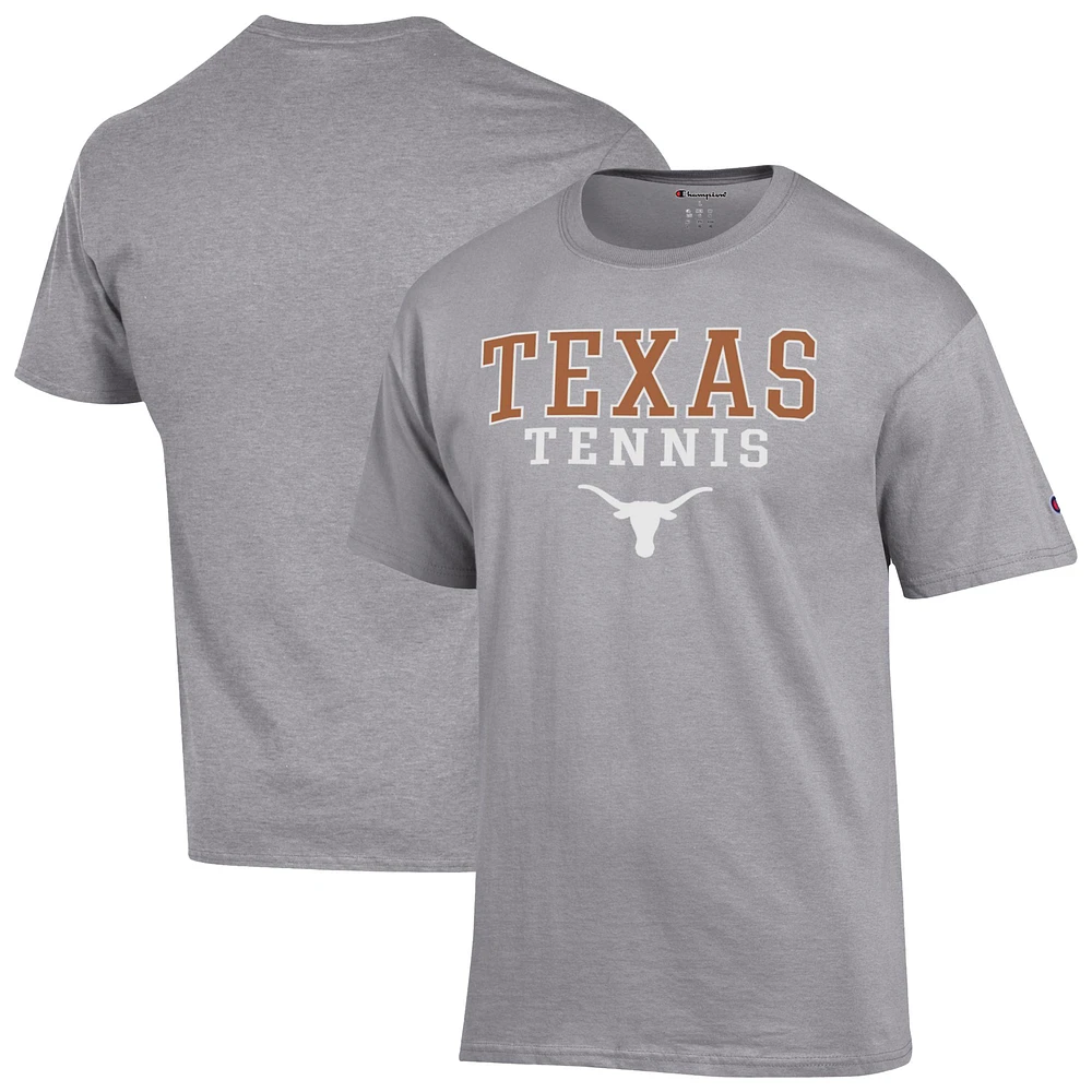 Men's Champion Gray Texas Longhorns Tennis Stacked T-Shirt