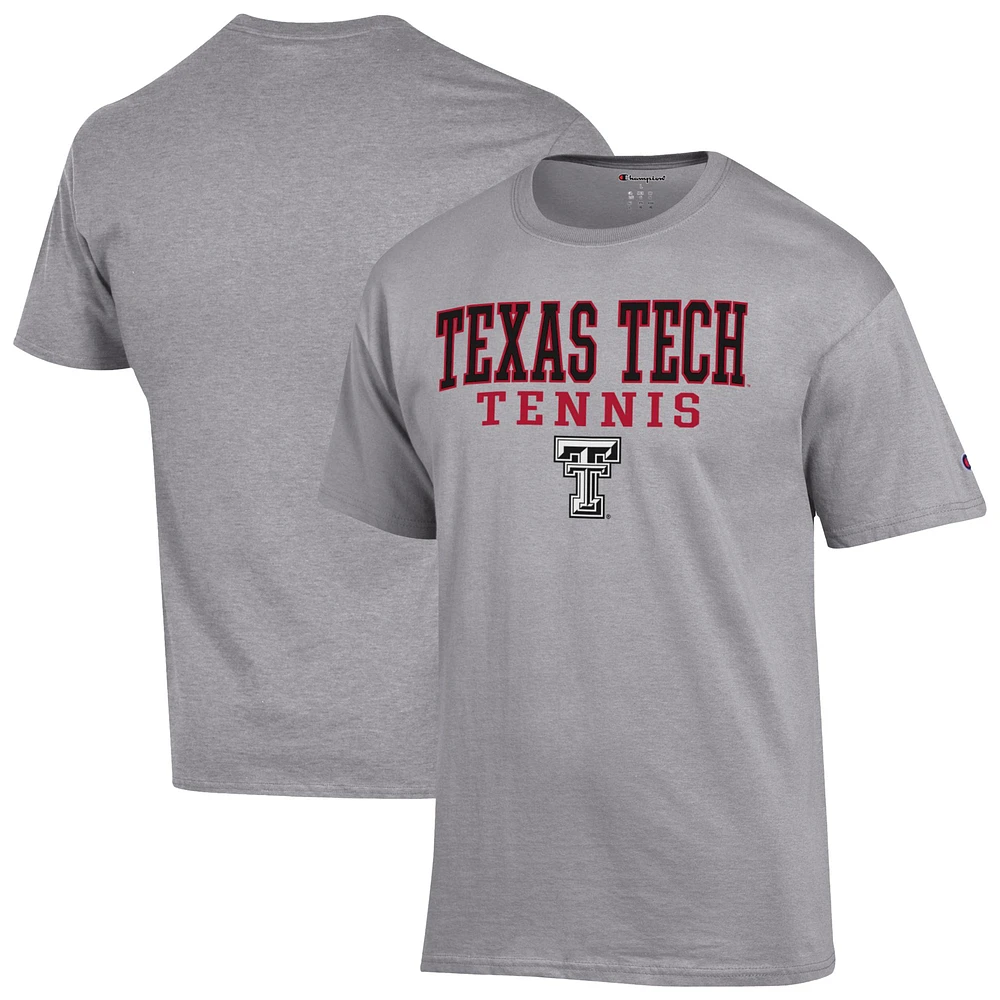 Men's Champion Gray Texas Tech Red Raiders Tennis Stacked T-Shirt