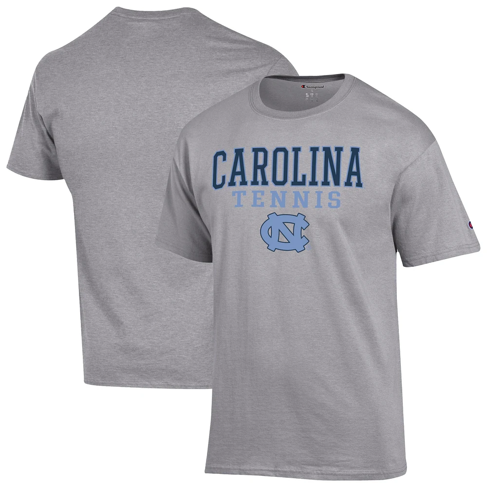 Men's Champion Gray North Carolina Tar Heels Tennis Stacked T-Shirt