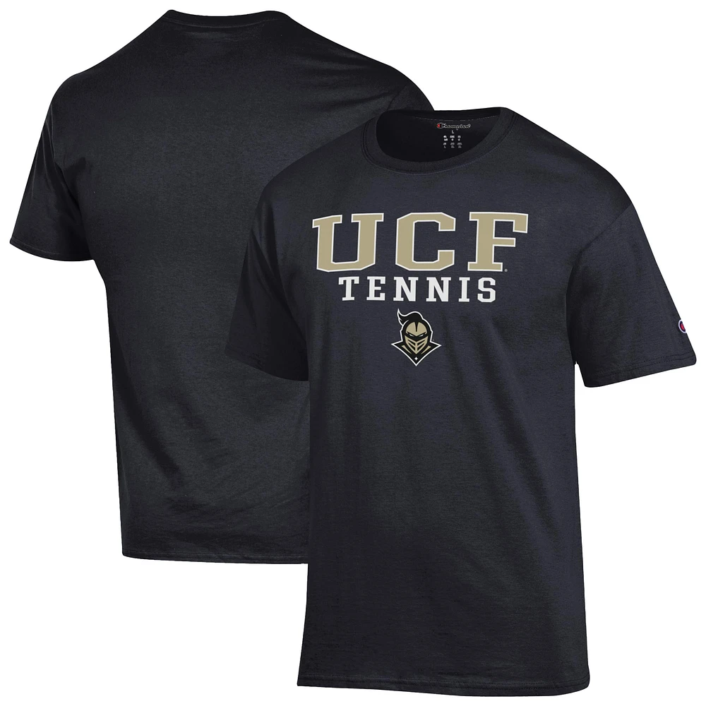 Men's Champion Black UCF Knights Tennis Stacked T-Shirt