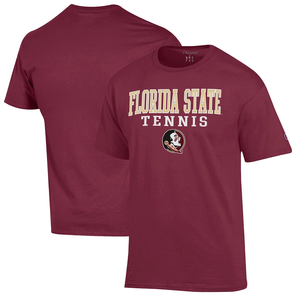 Men's Champion Garnet Florida State Seminoles Tennis Stacked T-Shirt