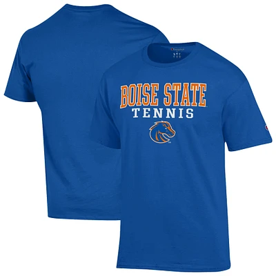 Men's Champion Royal Boise State Broncos Tennis Stacked T-Shirt