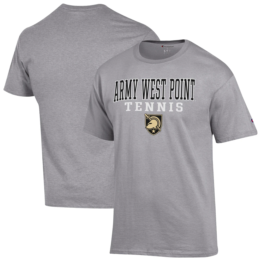 Men's Champion Gray Army Black Knights Tennis Stacked T-Shirt