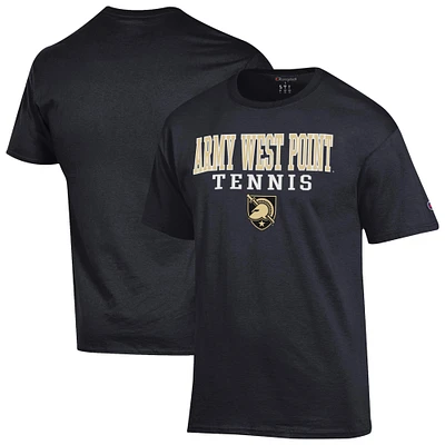 Men's Champion Black Army Knights Tennis Stacked T-Shirt