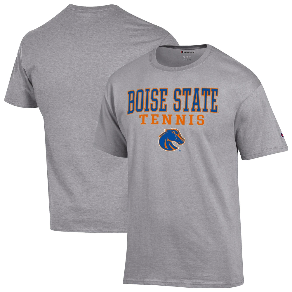 Men's Champion Gray Boise State Broncos Tennis Stacked T-Shirt