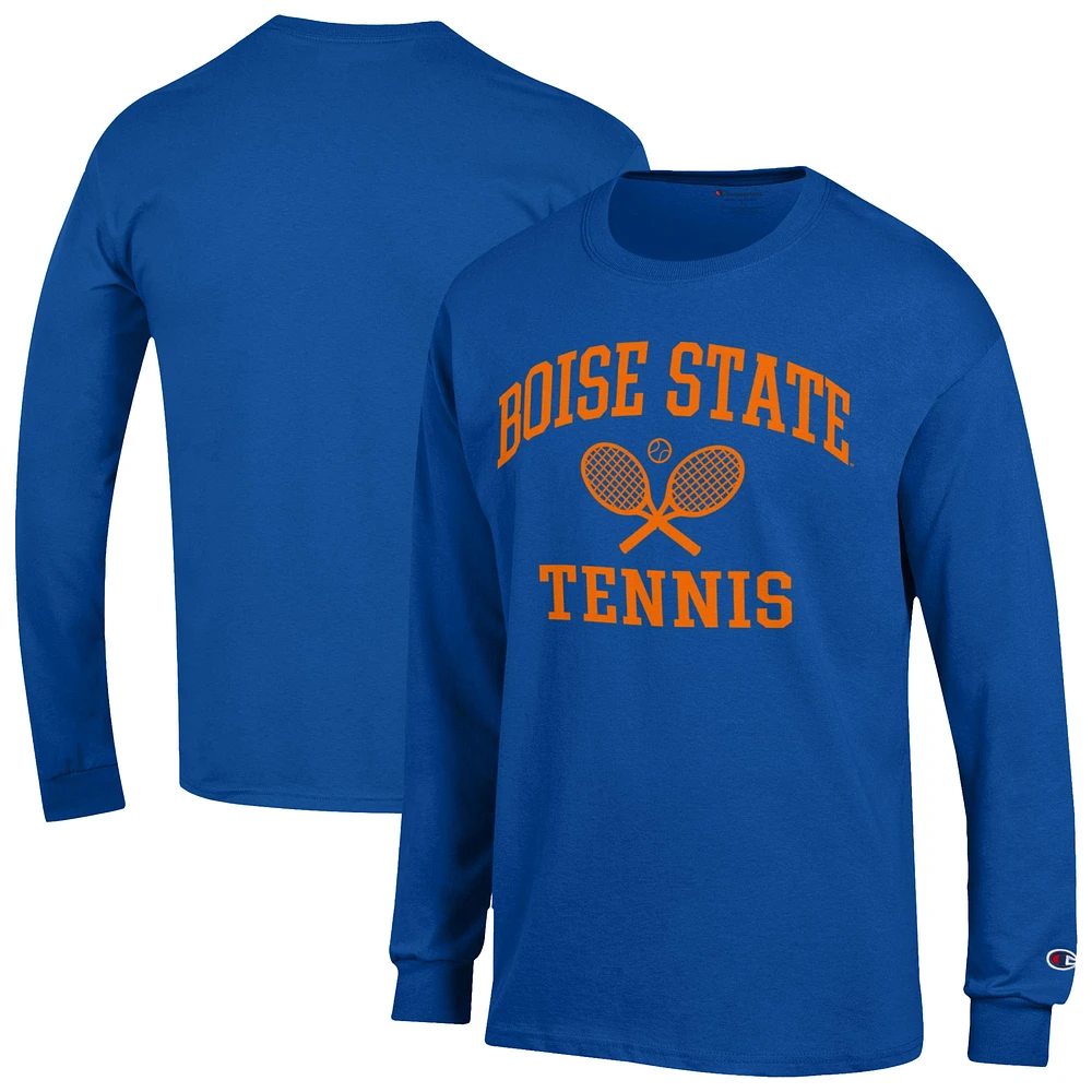 Men's Champion Royal Boise State Broncos Tennis Icon Long Sleeve T-Shirt