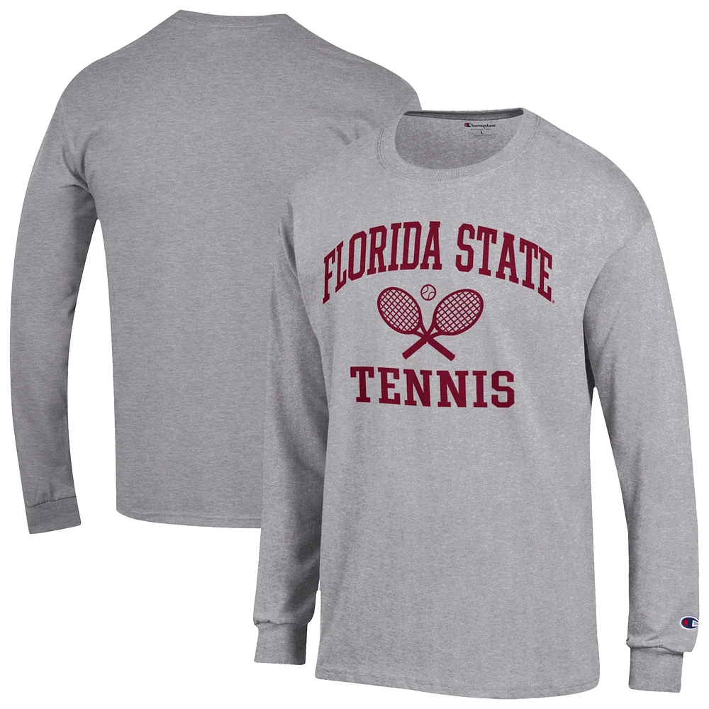 Men's Champion Gray Florida State Seminoles Tennis Icon Long Sleeve T-Shirt