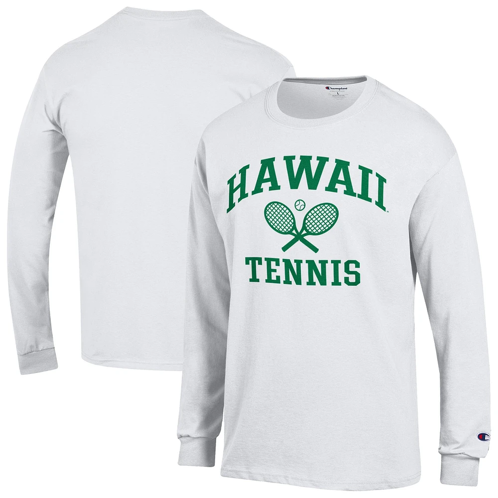 Men's Champion White Hawaii Rainbow Warriors Icon Long Sleeve T-Shirt