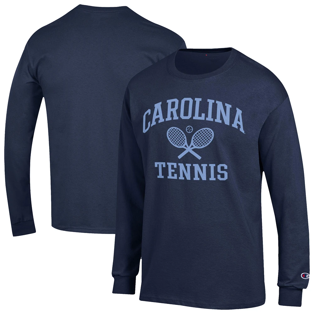 Men's Champion Navy North Carolina Tar Heels Tennis Icon Long Sleeve T-Shirt