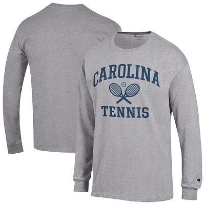 Men's Champion Gray North Carolina Tar Heels Tennis Icon Long Sleeve T-Shirt
