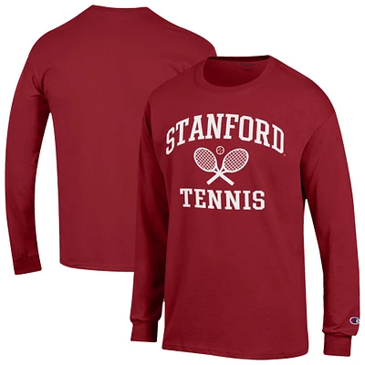 Men's Champion Cardinal Stanford Tennis Icon Long Sleeve T-Shirt