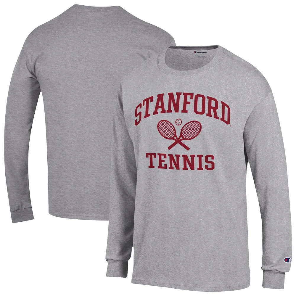 Men's Champion Gray Stanford Cardinal Tennis Icon Long Sleeve T-Shirt