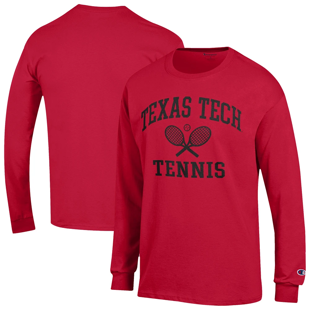 Men's Champion Red Texas Tech Raiders Tennis Icon Long Sleeve T-Shirt