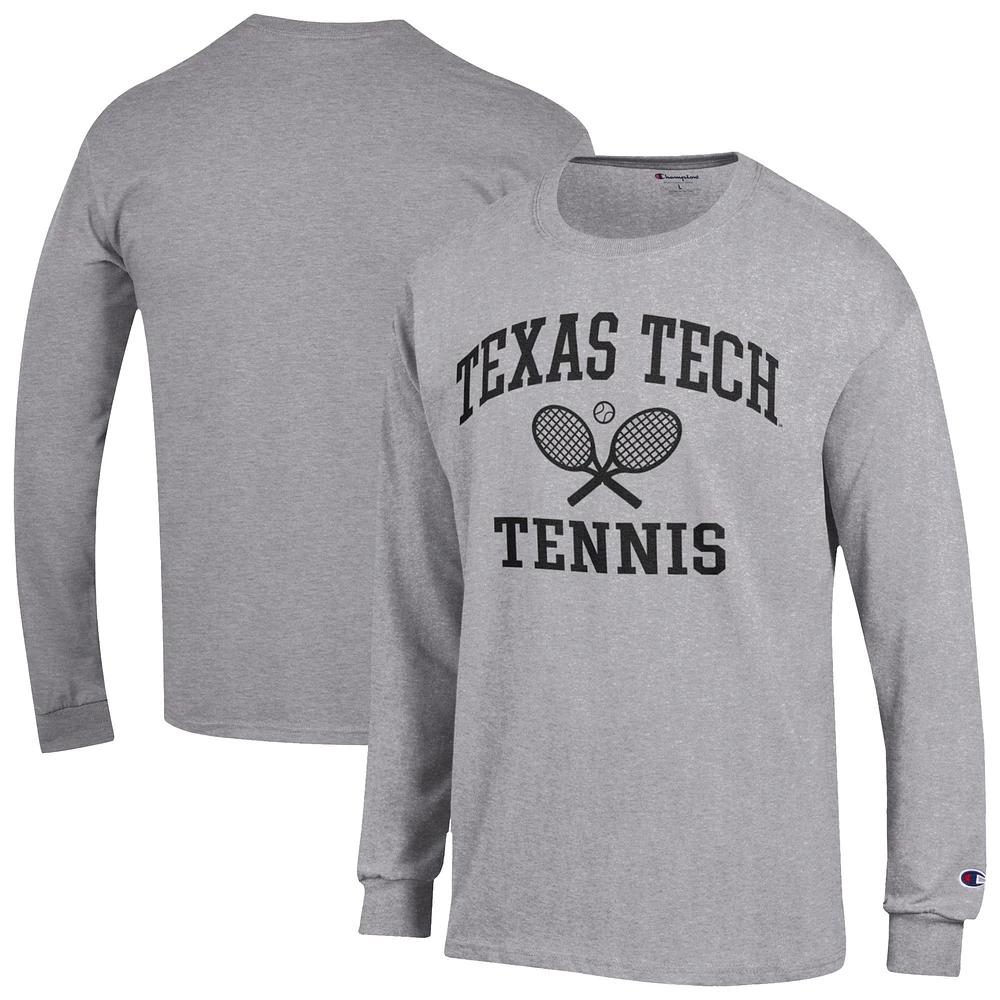 Men's Champion Gray Texas Tech Red Raiders Tennis Icon Long Sleeve T-Shirt