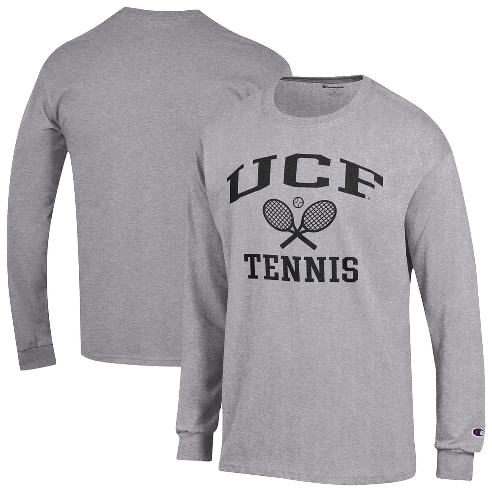 Men's Champion Gray UCF Knights Tennis Icon Long Sleeve T-Shirt