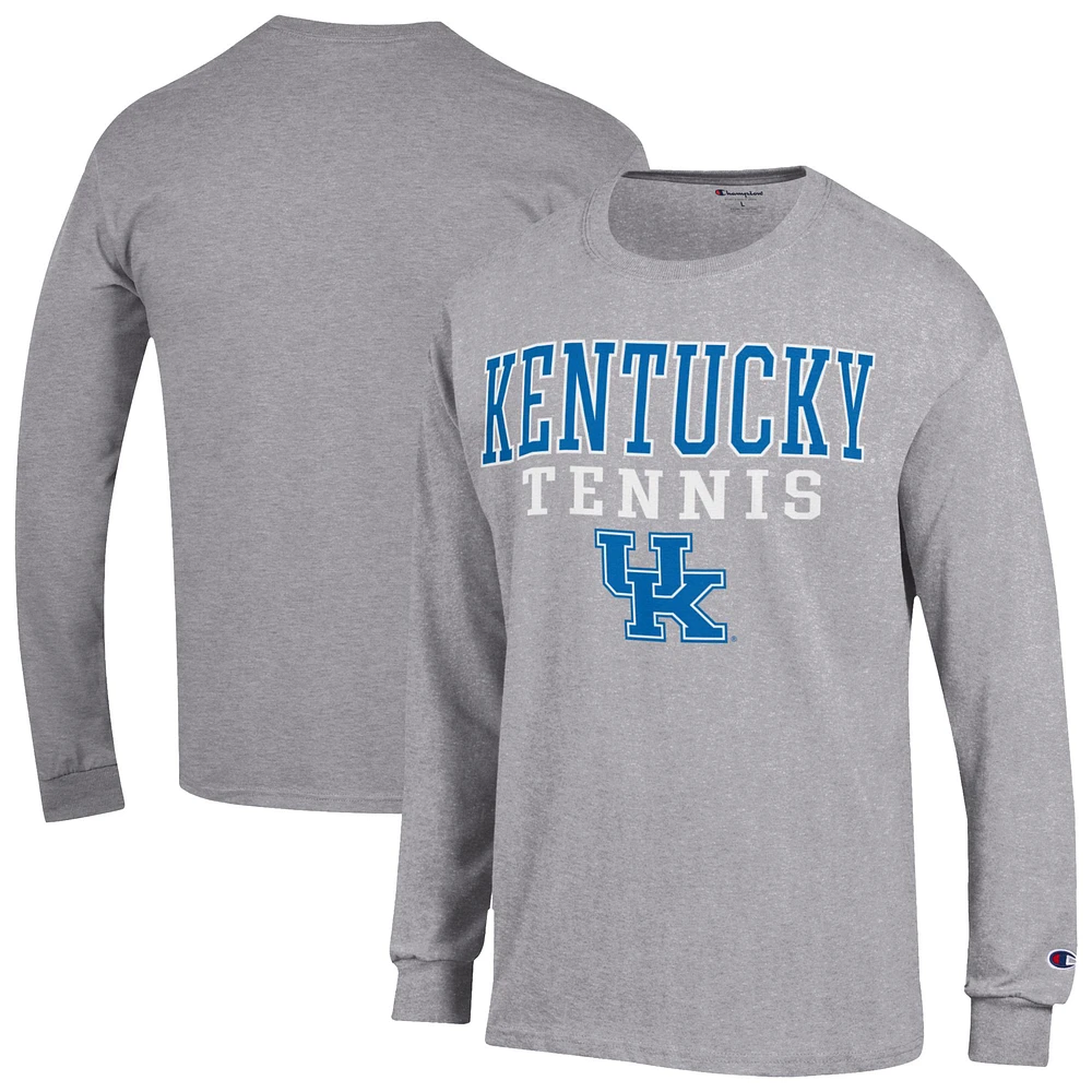 Men's Champion Gray Kentucky Wildcats Tennis Stacked Long Sleeve T-Shirt