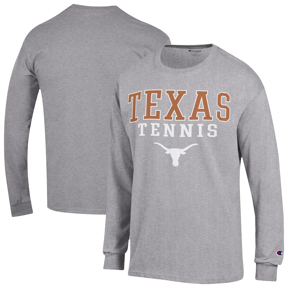 Men's Champion Gray Texas Longhorns Tennis Stacked Long Sleeve T-Shirt