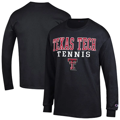 Men's Champion Red Texas Tech Raiders Tennis Stacked Long Sleeve T-Shirt