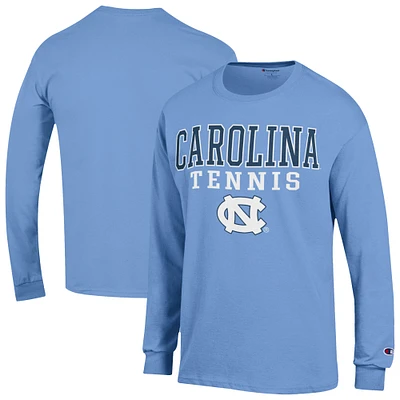 Men's Champion Carolina Blue North Tar Heels Tennis Stacked Long Sleeve T-Shirt