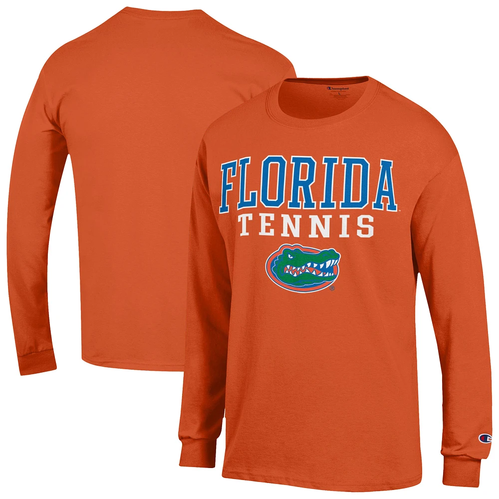 Men's Champion Orange Florida Gators Tennis Stacked Long Sleeve T-Shirt