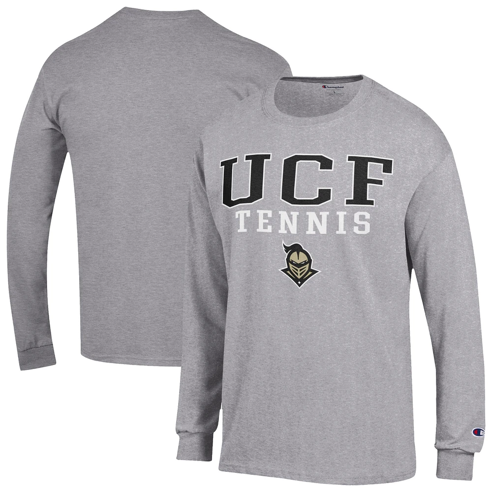 Men's Champion Gray UCF Knights Tennis Stacked Long Sleeve T-Shirt