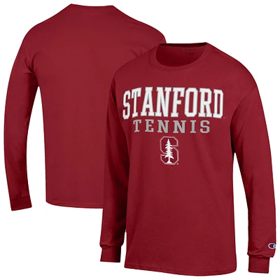 Men's Champion Cardinal Stanford Tennis Stacked Long Sleeve T-Shirt
