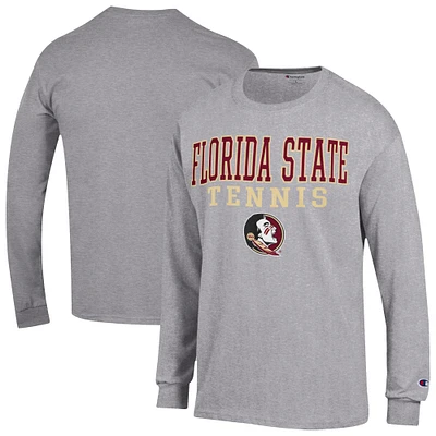 Men's Champion Gray Florida State Seminoles Tennis Stacked Long Sleeve T-Shirt