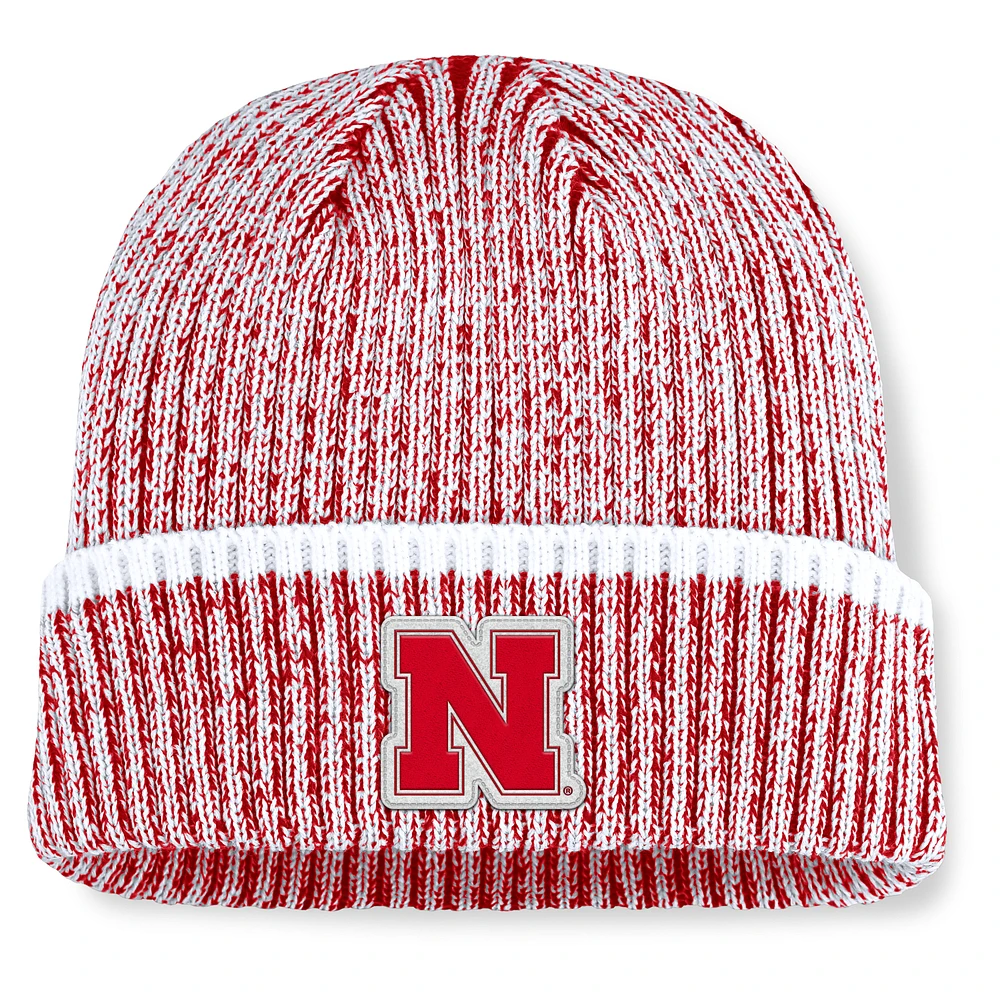 Men's Fanatics Scarlet/White Nebraska Huskers Haze Cuffed Knit Hat