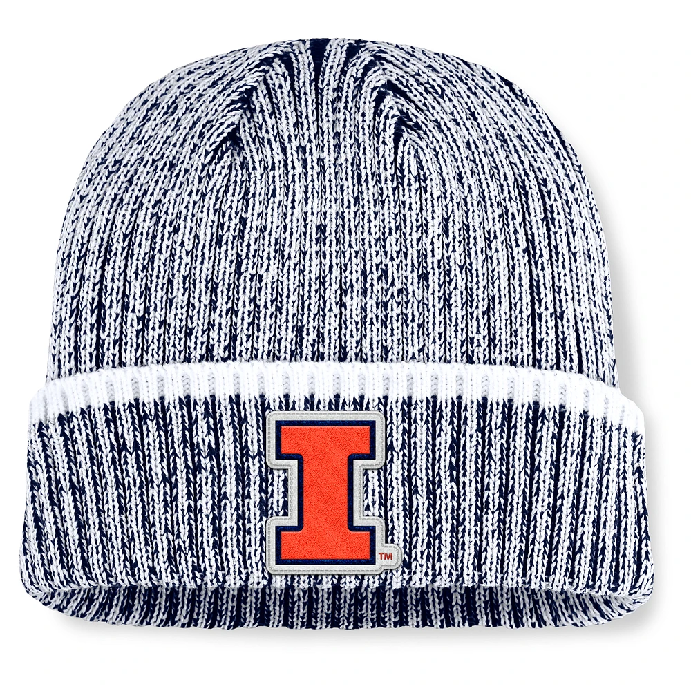 Men's Fanatics Navy/White Illinois Fighting Illini Haze Cuffed Knit Hat