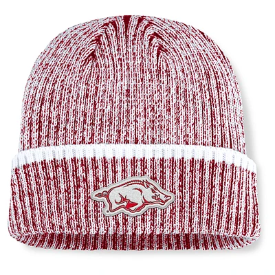 Men's Fanatics Cardinal/White Arkansas Razorbacks Haze Cuffed Knit Hat