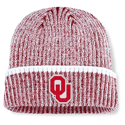 Men's Fanatics Crimson/White Oklahoma Sooners Haze Cuffed Knit Hat