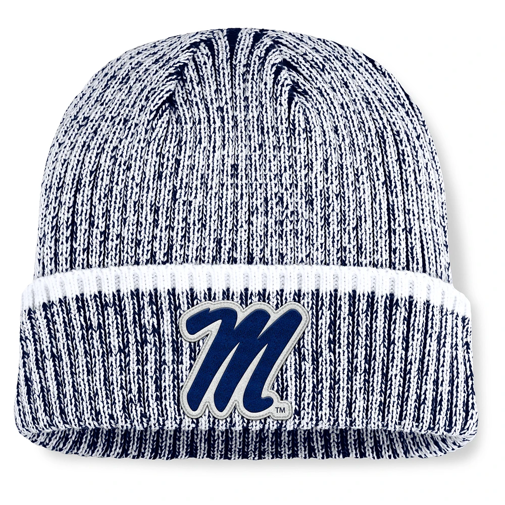 Men's Fanatics Navy/White Ole Miss Rebels Haze Cuffed Knit Hat