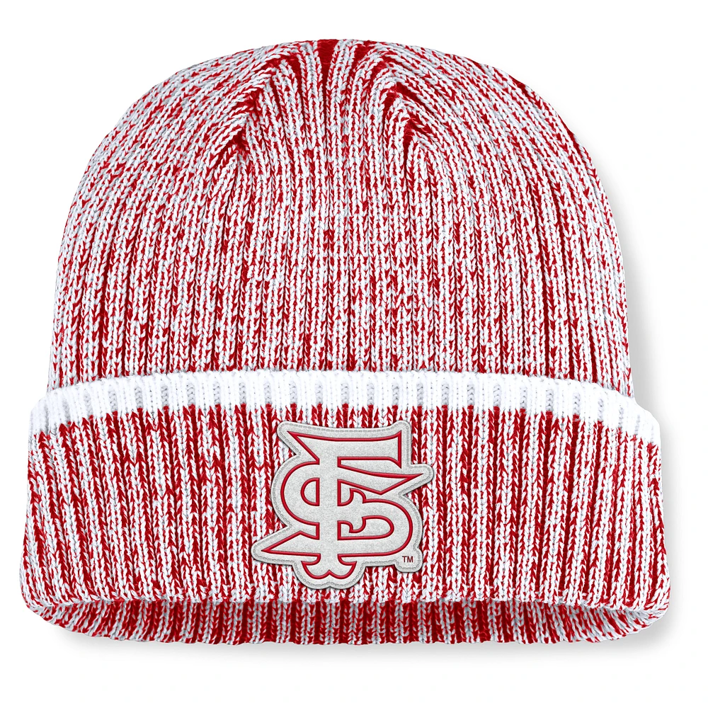Men's Fanatics Red/White Fresno State Bulldogs Haze Cuffed Knit Hat