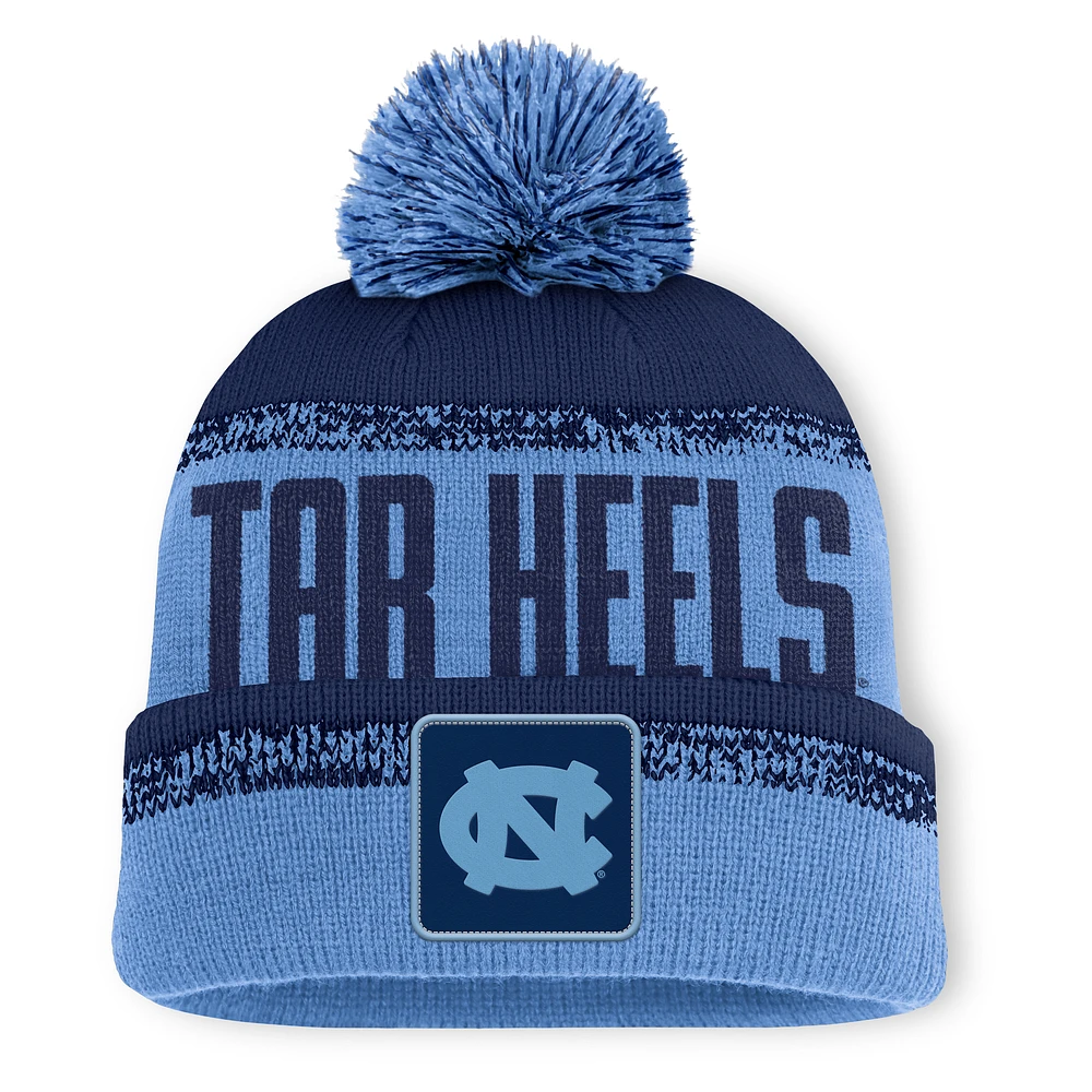 Men's Fanatics Carolina Blue/Navy North Carolina Tar Heels Thrive Cuffed Knit Hat with Pom