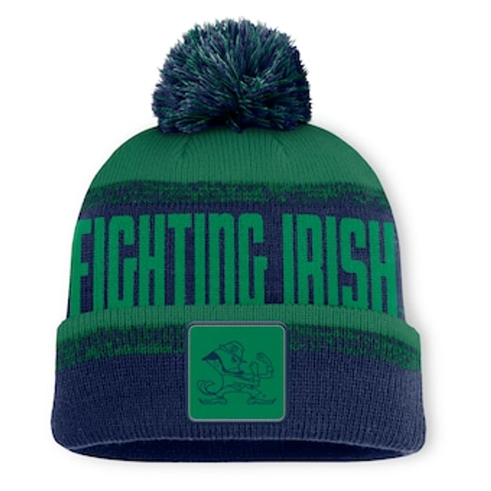Men's Fanatics Navy/Green Notre Dame Fighting Irish Thrive Cuffed Knit Hat with Pom