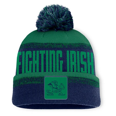 Men's Fanatics Navy/Green Notre Dame Fighting Irish Thrive Cuffed Knit Hat with Pom